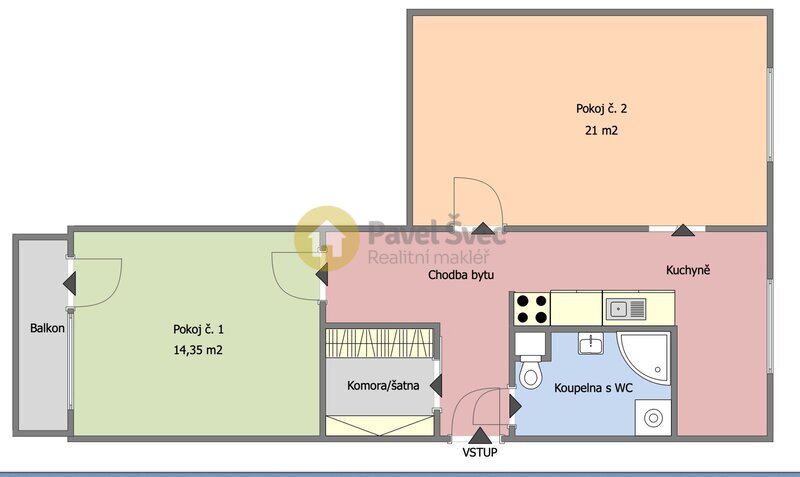 Pronájem bytu 2+1, 60 m2, balkon/sklep, ul. Zvolenská-Strakonice