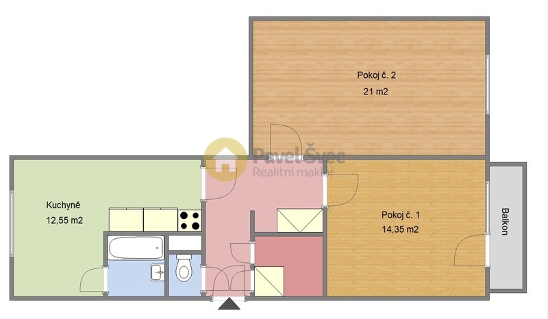 Pronájem bytu 2+1, 61 m2, balkon/komora/sklep, ul. Luční, Strakonice
