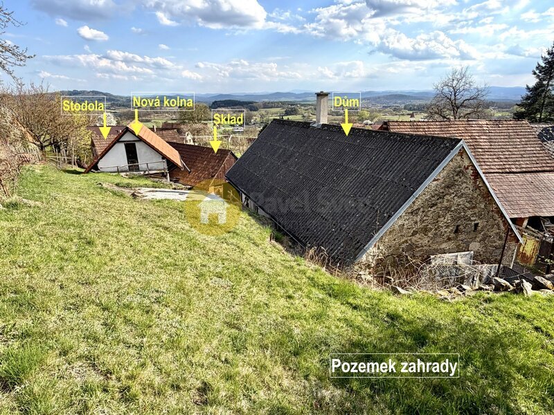 Prodej chalupy se zahradou, stodolou, dílnou, skladem, pozemky 1197 m2. Zadní Zborovice.