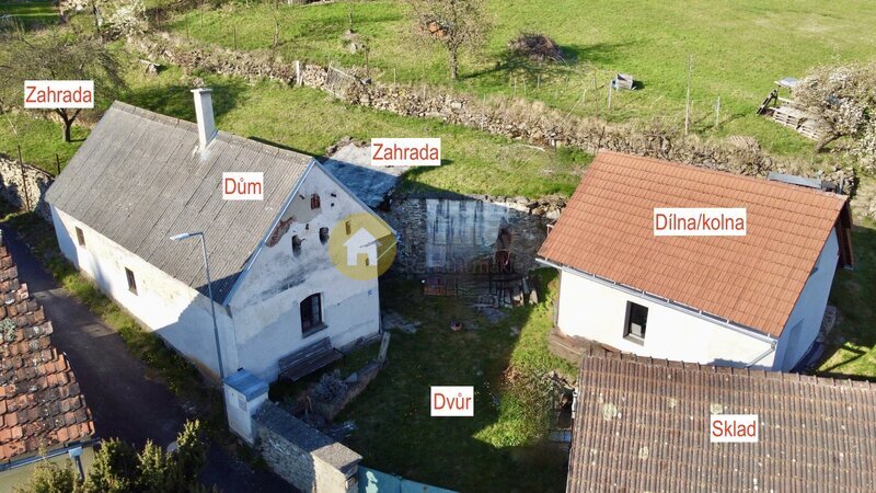 Prodej chalupy se zahradou, stodolou, dílnou, skladem, pozemky 1197 m2. Zadní Zborovice.