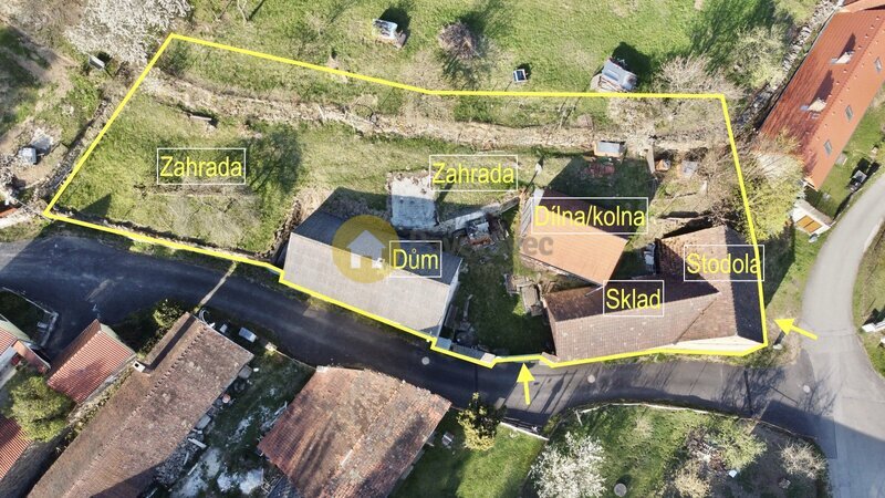 Prodej chalupy se zahradou, stodolou, dílnou, skladem, pozemky 1197 m2. Zadní Zborovice.