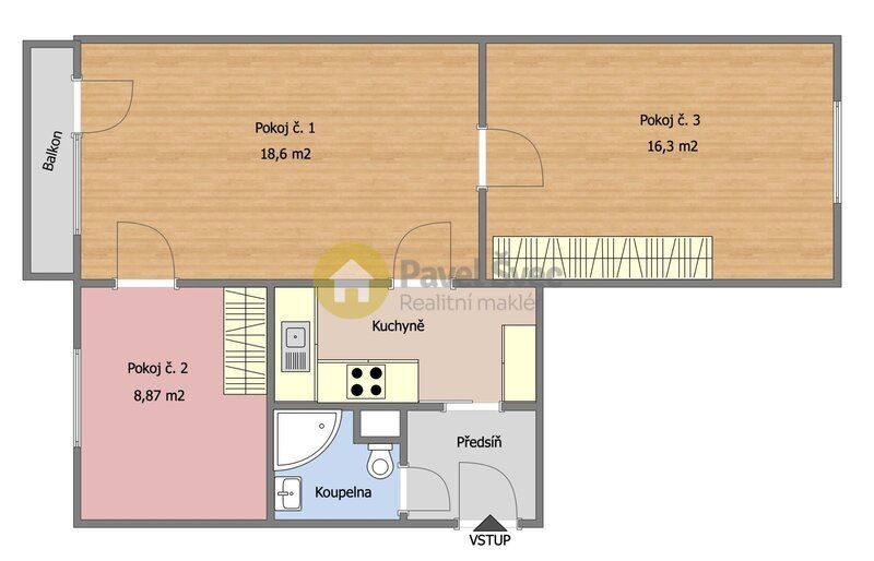 Pronájem bytu 3+kk, 55 m2, lodžie/sklep - ul. Sokolovská-Strakonice