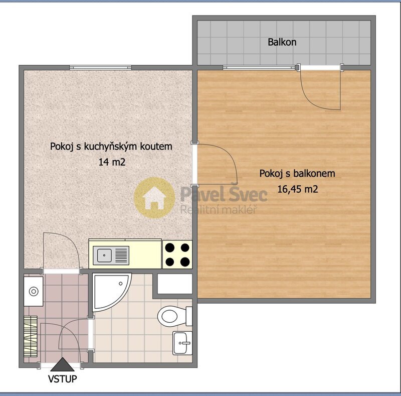 Pronájem 2+kk, 37 m2, balkon/sklep, ul. Luční, Strakonice