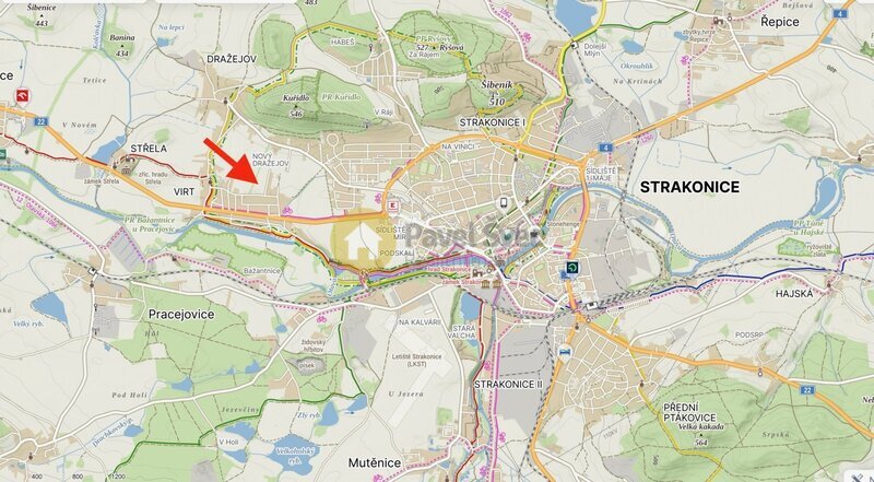 Prodej stavebního pozemku 874 m2, Dražejov u Strakonic