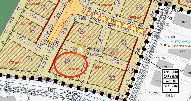 Prodej stavebního pozemku 874 m2, Dražejov u Strakonic