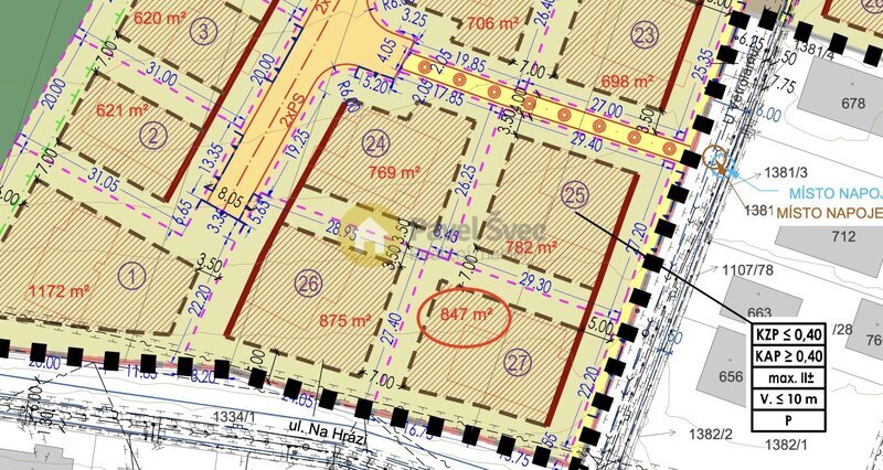 Prodej stavebního pozemku 847 m2, Dražejov u Strakonic