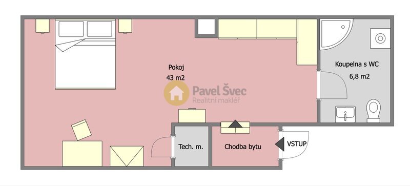 Pronájem nové podkrovní garsonky 53 m2, Strakonice