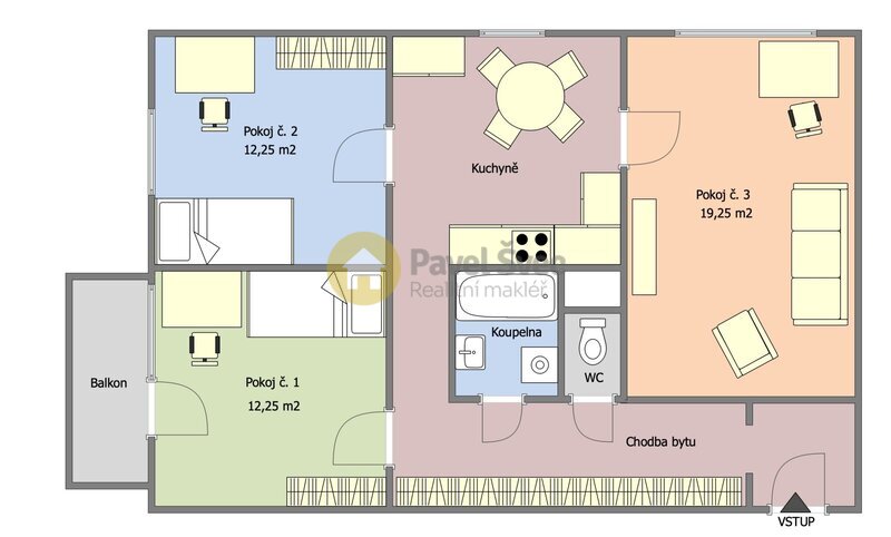 Pronájem bytu 3+1, 78 m2, balkon/sklep, Strakonice