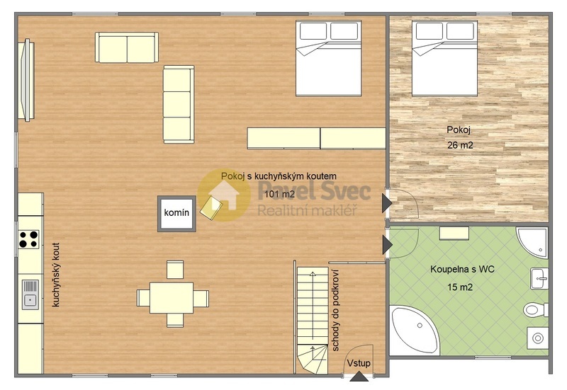 Pronájem bytu 2+kk, 145 m2, polosamota Radomyšl-Kaletice
