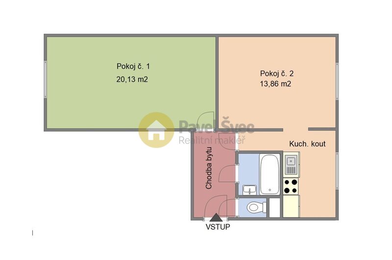K podnájmu byt 2+1, 51 m2, ul. Vojnova, Týn n. Vltavou